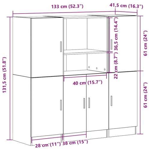 3-dijelni set kuhinjskih ormarića betonsko sivo tekninen puu - Beton siva 1 Cijena