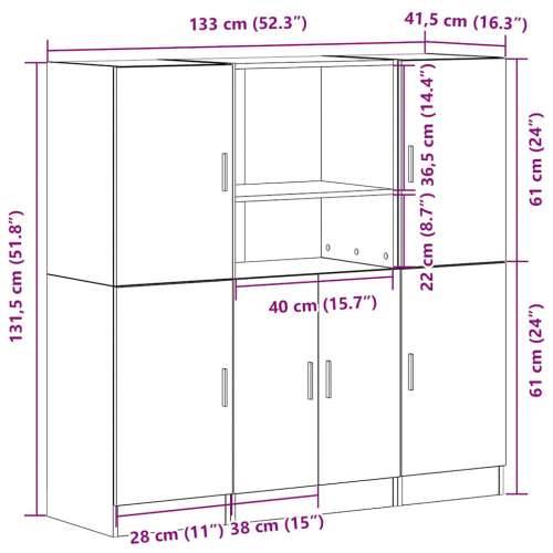 3-dijelni set kuhinjskih ormarića sivo sonoma izrađeno drvo - Sivi hrast sonoma 1 Cijena