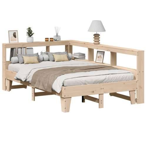 Krevet s regalom za knjige bez madraca 120x190 cm od borovine - Prirodna 120 x 190 cm Cijena