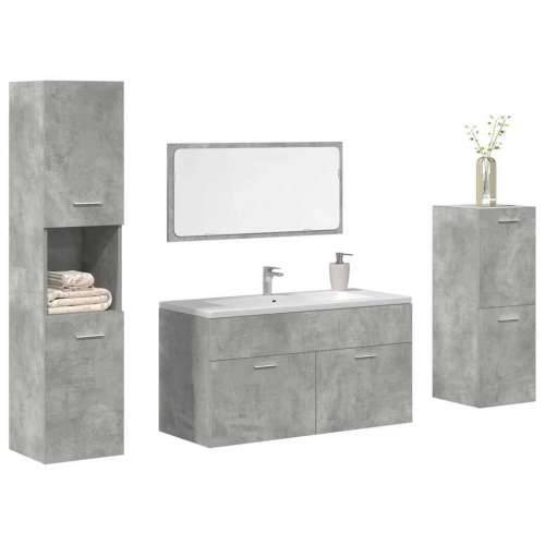 4-dijelni set kupaonskog namještaja siva boja betona drveni - Beton siva 90 x 38.5 x 46 cm 1 Cijena