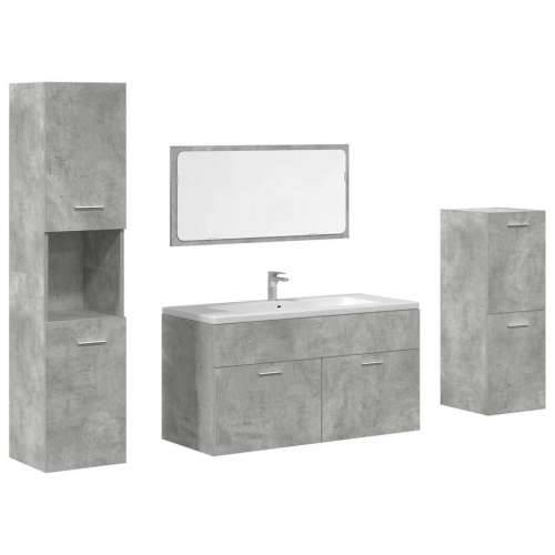 4-dijelni set kupaonskog namještaja siva boja betona drveni - Beton siva 90 x 38.5 x 46 cm 1 Cijena