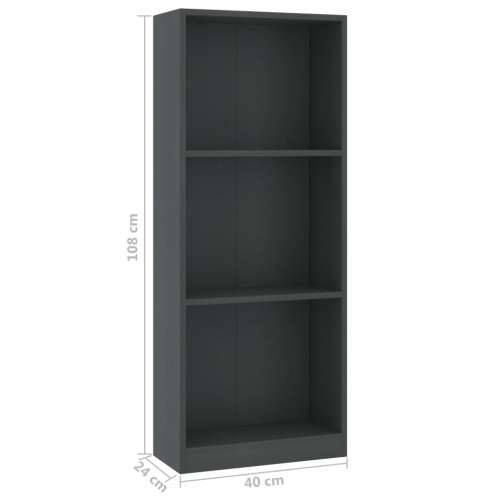 Ormarić za knjige s 3 razine sivi 40x24x109cm konstruirano drvo - Siva 40 x 24 x 109 cm 1 Cijena