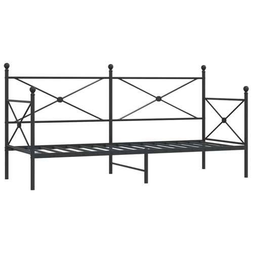 Dnevni krevet bez madraca crni 90x200 cm čelik - Crna 90 x 200 cm bez madraca na kotačićima Cijena