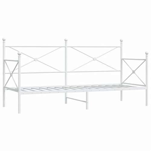 Dnevni krevet bez madraca bijeli 90x200 cm čelik - Bijela 90 x 200 cm bez madraca na kotačićima Cijena