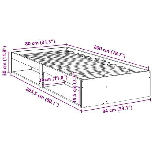 Dnevni krevet bez madraca 80 x 200 cm od masivne borovine - Prirodna 80 x 200 cm Cijena