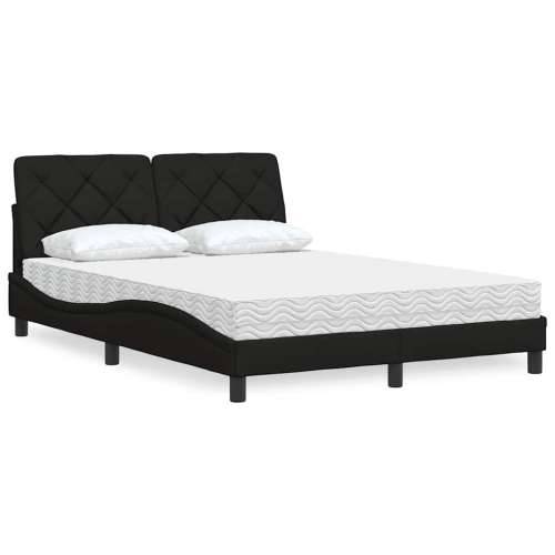 Krevet s madracem crni 140 x 190 cm od tkanine - Crna 140 x 190 cm Cijena