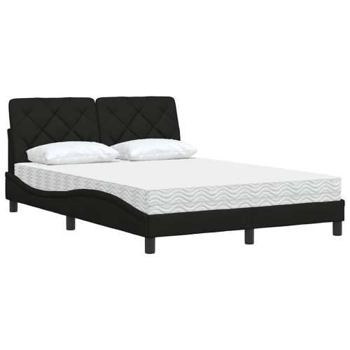 Krevet s madracem crni 140 x 190 cm od tkanine - Crna 140 x 190 cm Cijena