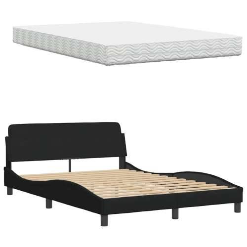 Krevet s madracem crni 140 x 190 cm od tkanine - Crna 140 x 190 cm Cijena