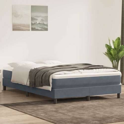 Box spring krevet s madracem tamnosivi 140x210 cm baršunasti - Tamno siva 140 x 210 cm 25 cm Cijena