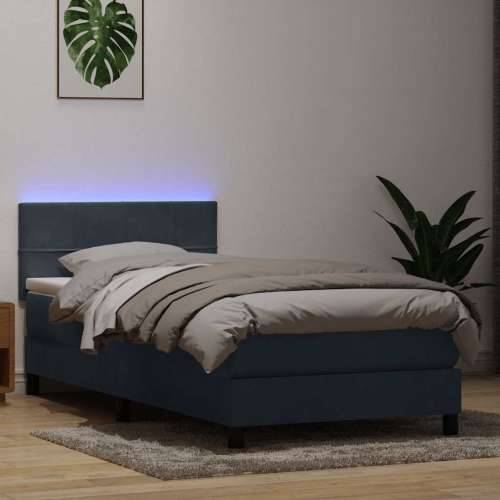 Box Spring krevet s madracem tamno sivi 80x210 cm baršun - Tamno siva 80 x 210 cm Blok s kvadratima Cijena