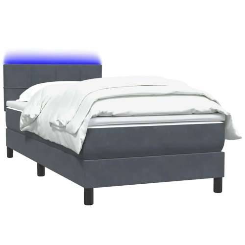 Box Spring krevet s madracem tamno sivi 80x210 cm baršun - Tamno siva 80 x 210 cm Blok s kvadratima Cijena