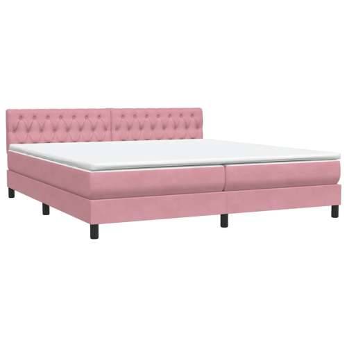 Box Spring krevet s madracem ružičasti 200x210 cm samt - Ružičasta 200 x 210 cm Dizajn s gumbima Cijena