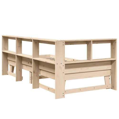 Krevet s regalom za knjige bez madraca 90x200 cm od borovine - Smeđa 90 x 200 cm Cijena