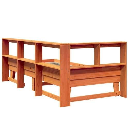 Krevet s regalom za knjige bez madraca 75 x 190 cm od borovine - Voštano smeđa 75 x 190 cm Cijena