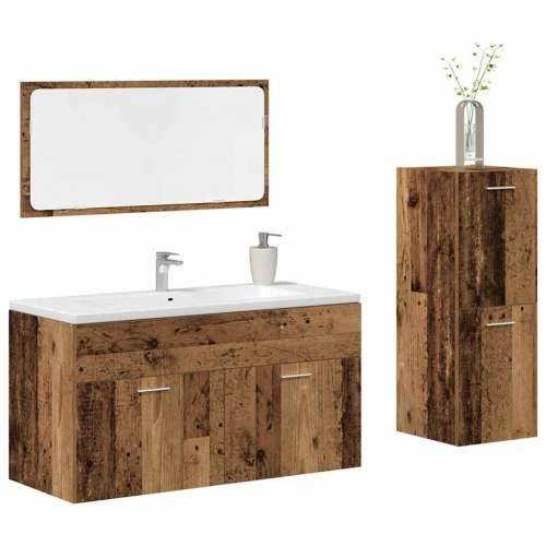 3-dijelni set kupaonskog namještaja od starog drveta - Staro drvo 90 x 38.5 x 46 cm 1 Cijena