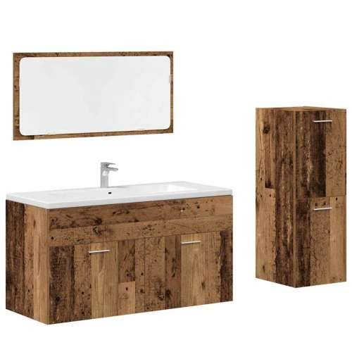 3-dijelni set kupaonskog namještaja od starog drveta - Staro drvo 90 x 38.5 x 46 cm 1 Cijena