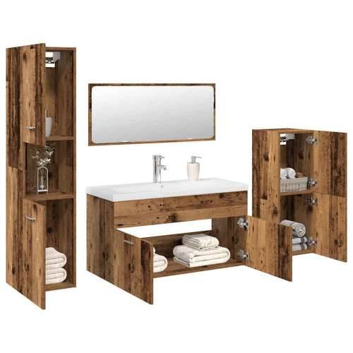 5-dijelni set kupaonskog namještaja od starog drveta - Staro drvo 90 x 38.5 x 46 cm 5 1 Cijena