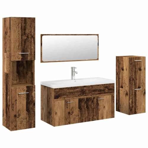 5-dijelni set kupaonskog namještaja od starog drveta - Staro drvo 90 x 38.5 x 46 cm 5 1 Cijena