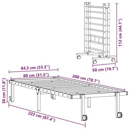 Okvir kreveta bez madraca sklopivi crni 80x200 cm čelik - Crna 80 x 200 cm Cijena