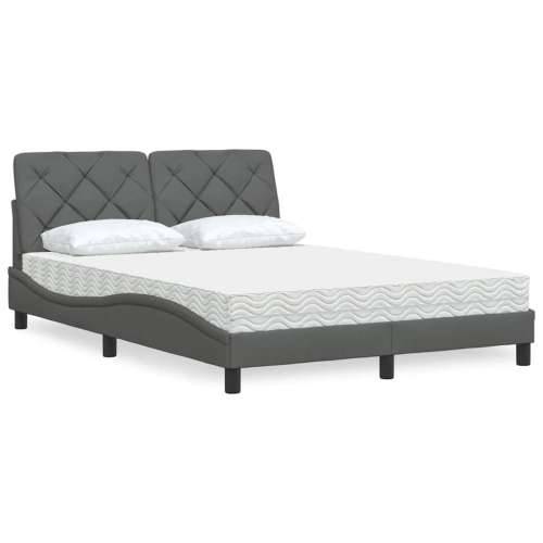 Krevet s madracem tamnosivi 140x190 cm od tkanine - Tamno siva 140 x 190 cm Cijena