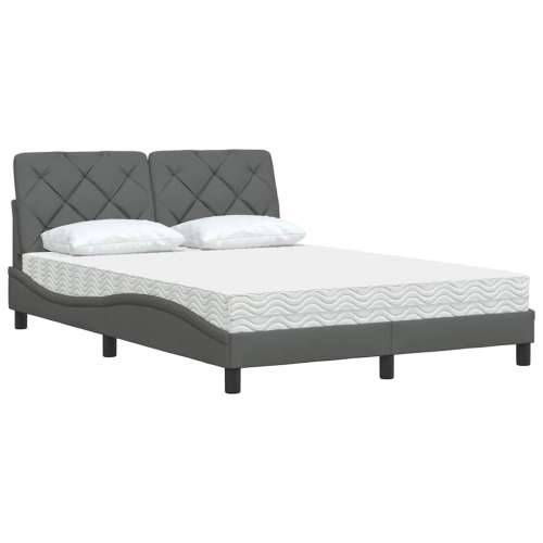 Krevet s madracem tamnosivi 140x190 cm od tkanine - Tamno siva 140 x 190 cm Cijena