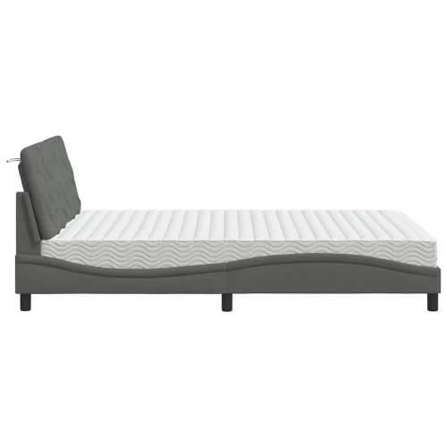 Krevet s madracem tamnosivi 140x190 cm od tkanine - Tamno siva 140 x 190 cm Cijena