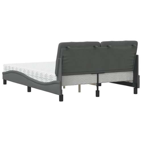 Krevet s madracem tamnosivi 140x190 cm od tkanine - Tamno siva 140 x 190 cm Cijena