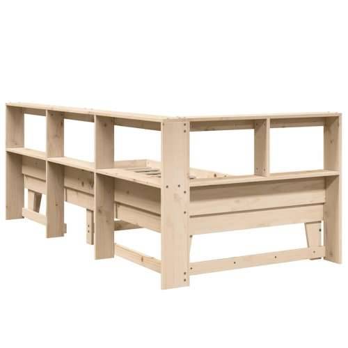 Krevet s regalom za knjige bez madraca 100 x 200 cm od borovine - Smeđa 100 x 200 cm Cijena