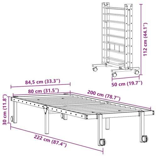 Okvir kreveta bez madraca sklopivi bijeli 80x200 cm čelik - Bijela 80 x 200 cm Cijena