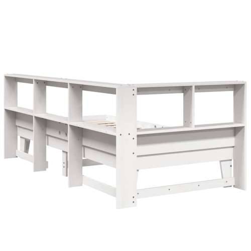 Krevet s regalom za knjige bez madraca bijeli 90x200cm borovina - Bijela 90 x 200 cm Cijena