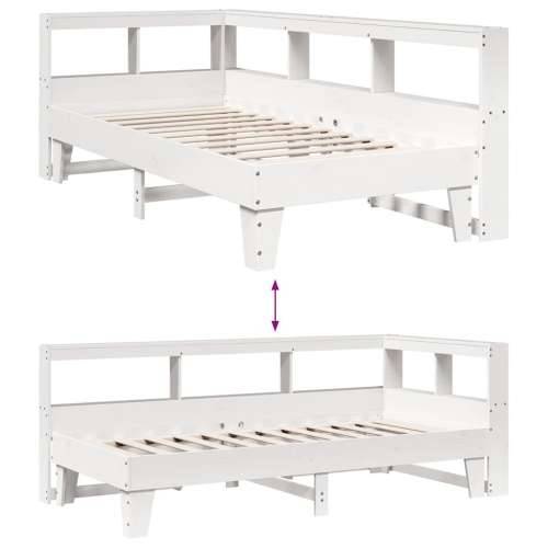Krevet s regalom za knjige bez madraca bijeli 90x200cm borovina - Bijela 90 x 200 cm Cijena