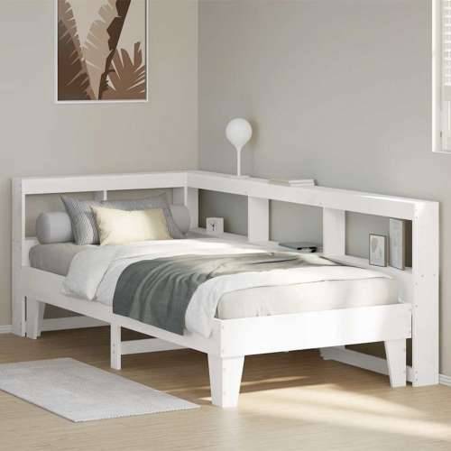 Krevet s regalom za knjige bez madraca bijeli 90x190cm borovina - Bijela 90 x 190 cm Cijena