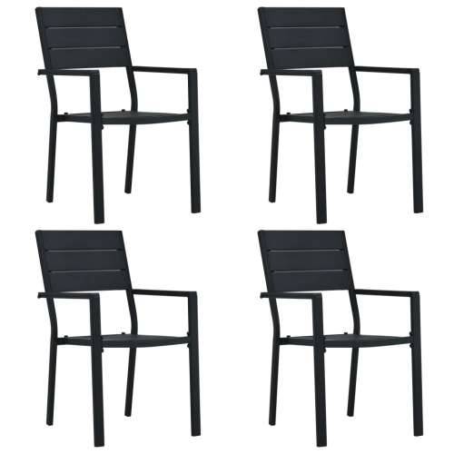 Vrtne stolice 4 kom crne HDPE s izgledom drva Cijena
