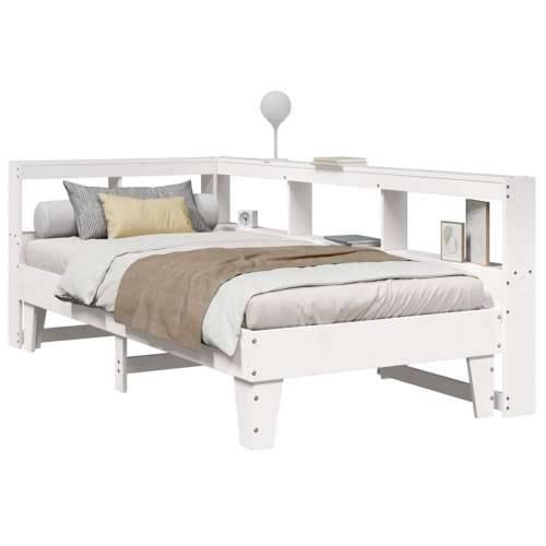 Krevet s regalom za knjige bez madraca bijeli 75x190cm borovina - Bijela 75 x 190 cm Cijena