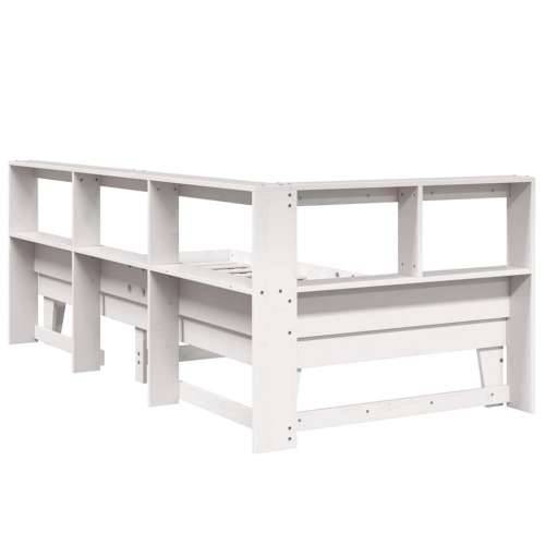 Krevet s regalom za knjige bez madraca bijeli 75x190cm borovina - Bijela 75 x 190 cm Cijena