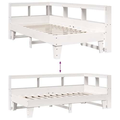 Krevet s regalom za knjige bez madraca bijeli 75x190cm borovina - Bijela 75 x 190 cm Cijena