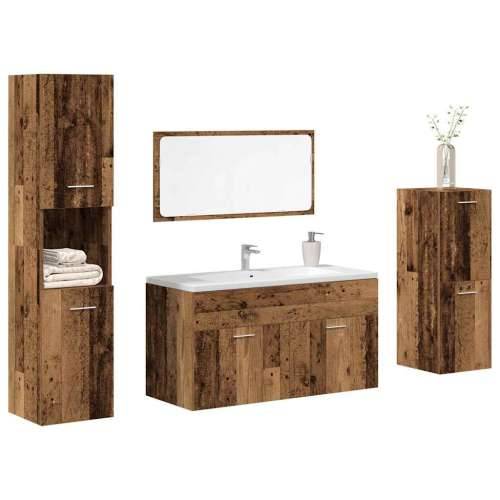 4-dijelni set kupaonskog namještaja od starog drveta - Staro drvo 90 x 38.5 x 46 cm 1 Cijena
