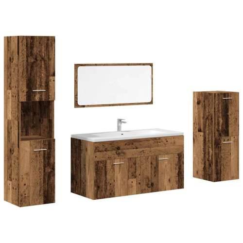 4-dijelni set kupaonskog namještaja od starog drveta - Staro drvo 90 x 38.5 x 46 cm 1 Cijena