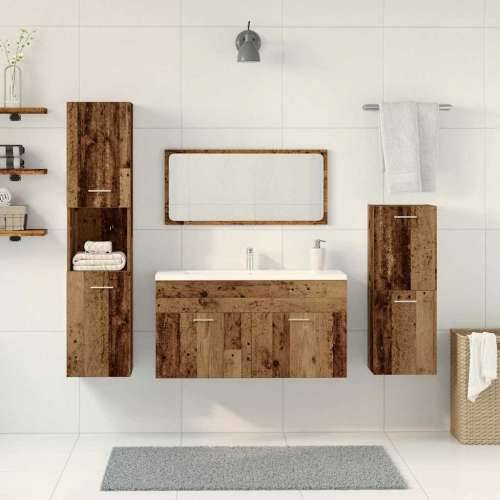 4-dijelni set kupaonskog namještaja od starog drveta - Staro drvo 90 x 38.5 x 46 cm 1 Cijena