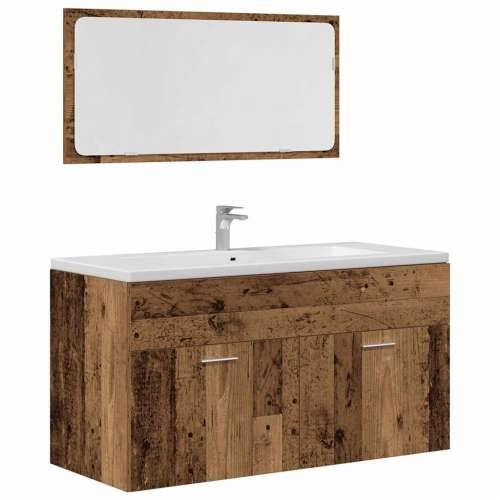 4-dijelni set kupaonskog namještaja od starog drveta - Staro drvo 90 x 38.5 x 46 cm 1 Cijena