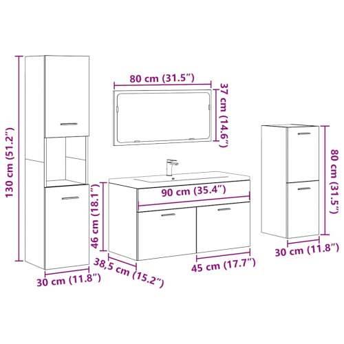 4-dijelni set kupaonskog namještaja od starog drveta - Staro drvo 90 x 38.5 x 46 cm 1 Cijena