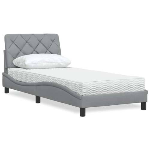 Krevet s madracem svjetlosivi 90x190 cm od tkanine - Svjetlosiva 90 x 190 cm Cijena