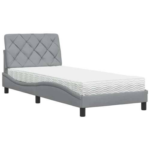 Krevet s madracem svjetlosivi 90x190 cm od tkanine - Svjetlosiva 90 x 190 cm Cijena