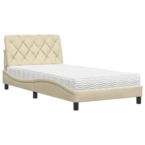 Krevet s madracem krem 100 x 200 cm od tkanine - Krema 100 x 200 cm Cijena