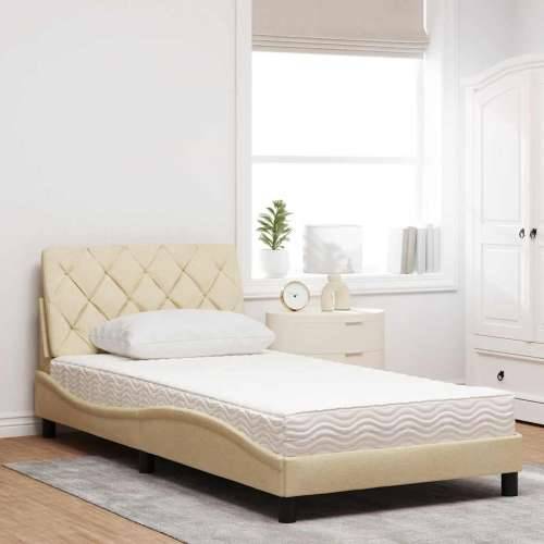 Krevet s madracem krem 100 x 200 cm od tkanine - Krema 100 x 200 cm Cijena