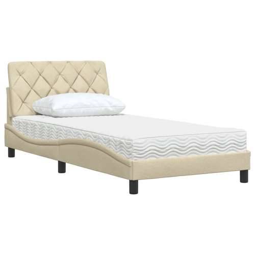 Krevet s madracem krem 100 x 200 cm od tkanine - Krema 100 x 200 cm Cijena