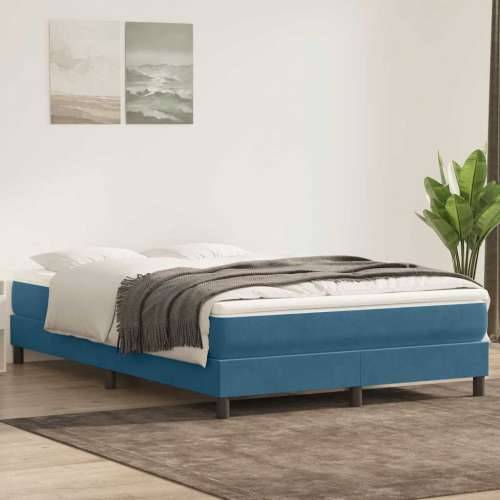 Box Spring krevet s madracem tamnoplavi 140x220 cm baršun - Tamno plava 140 x 220 cm 25 cm Cijena
