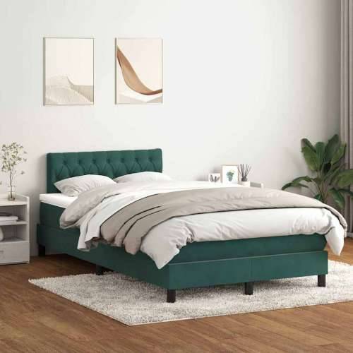 Box spring krevet s madracem tamnozeleni 120x210 cm baršunasti - Tamnozelena 120 x 210 cm Dizajn s gumbima Cijena