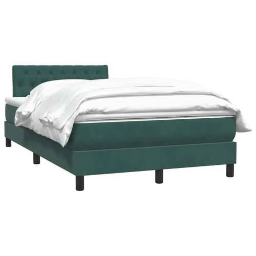 Box spring krevet s madracem tamnozeleni 120x210 cm baršunasti - Tamnozelena 120 x 210 cm Dizajn s gumbima Cijena