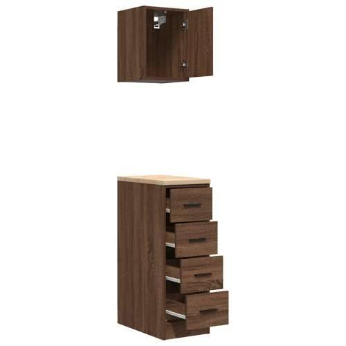 Garažni ormarići 2 kom smeđa boja hrasta konstruirano drvo - Smeđi hrast 30 x 51 x 85 cm 1 4 ladice 4 zásuvky Cijena